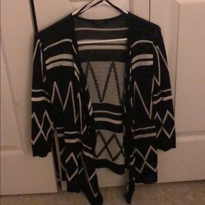 Black cardigan with Aztec design